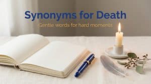 Soft, respectful illustration representing gentle synonyms for death and other ways to say a loved one has died