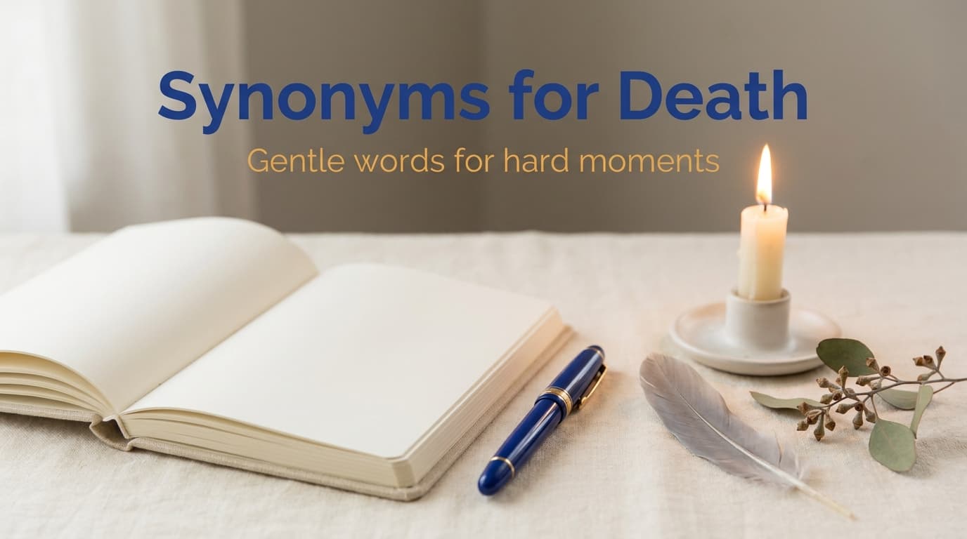 Soft, respectful illustration representing gentle synonyms for death and other ways to say a loved one has died